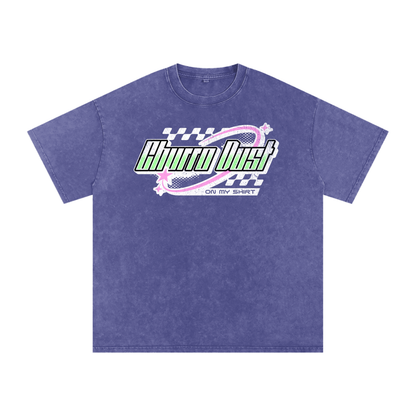 Churro Dust Y2K Logo Graphic Tee – Retro Chrome Mall Aesthetic Streetwear 100% Soft Heavy Weight (250 gsm) Snow Washed Oversized Cotton T-Shirt