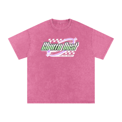 Churro Dust Y2K Logo Graphic Tee – Retro Chrome Mall Aesthetic Streetwear 100% Soft Heavy Weight (250 gsm) Snow Washed Oversized Cotton T-Shirt