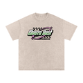 Churro Dust Y2K Logo Graphic Tee – Retro Chrome Mall Aesthetic Streetwear 100% Soft Heavy Weight (250 gsm) Snow Washed Oversized Cotton T-Shirt