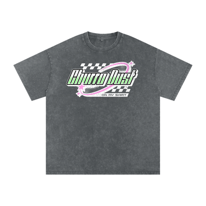 Churro Dust Y2K Logo Graphic Tee – Retro Chrome Mall Aesthetic Streetwear 100% Soft Heavy Weight (250 gsm) Snow Washed Oversized Cotton T-Shirt